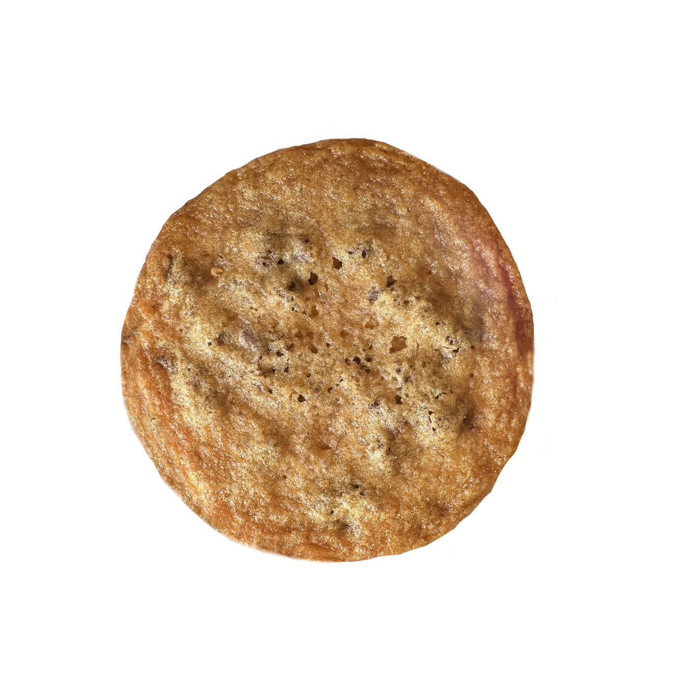 A thin, golden Cookie Wookie chocolate chip cookie